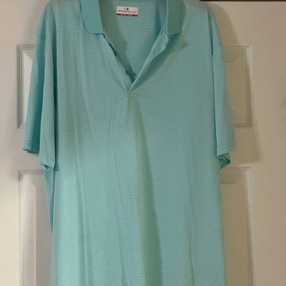 Mens Grand Slam Performance Light Aqua Short Sleeve Polo Shirt XXL
